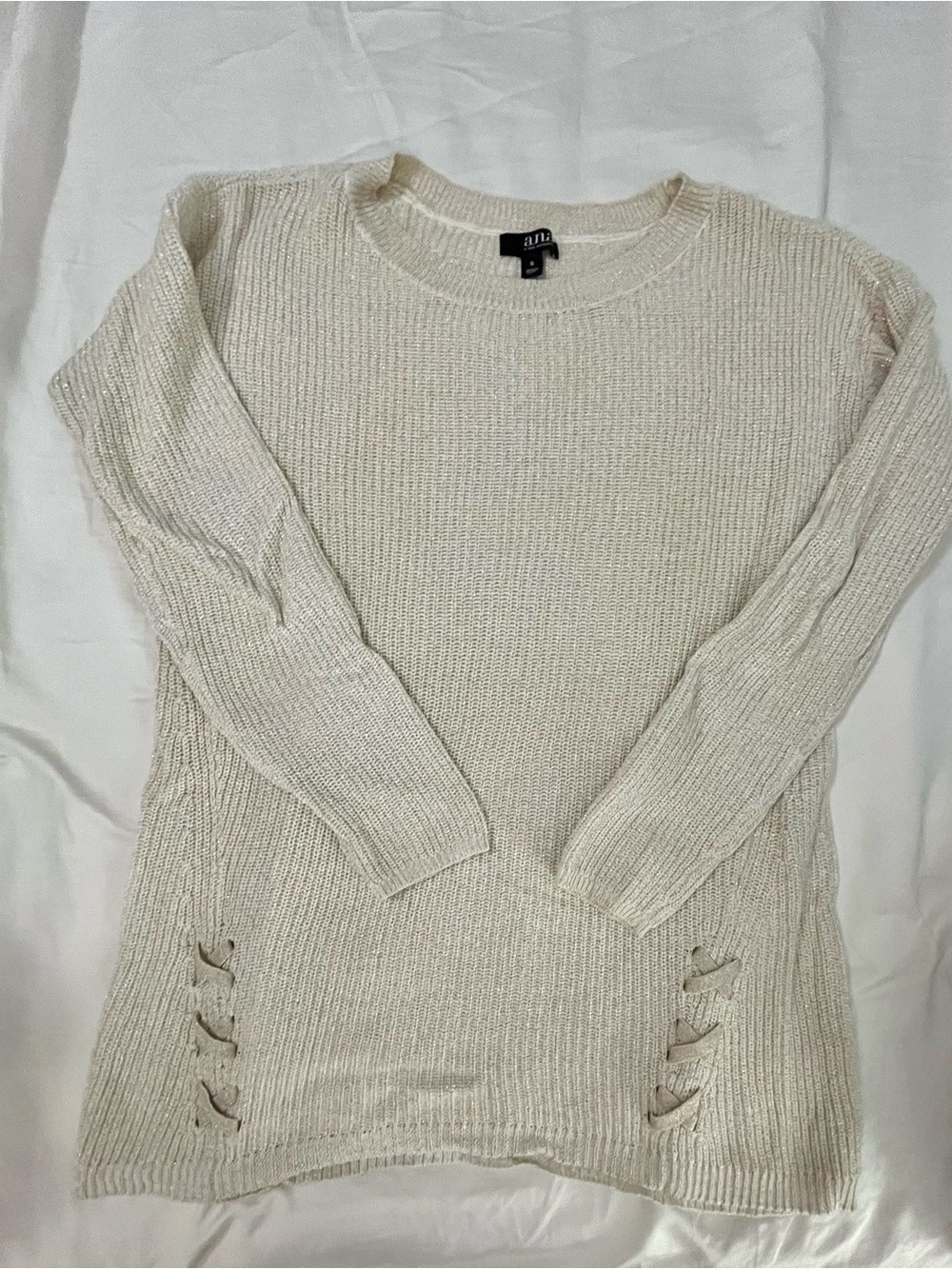 a.n.a Cream Scoop Neck Lightweight Knit Sweater